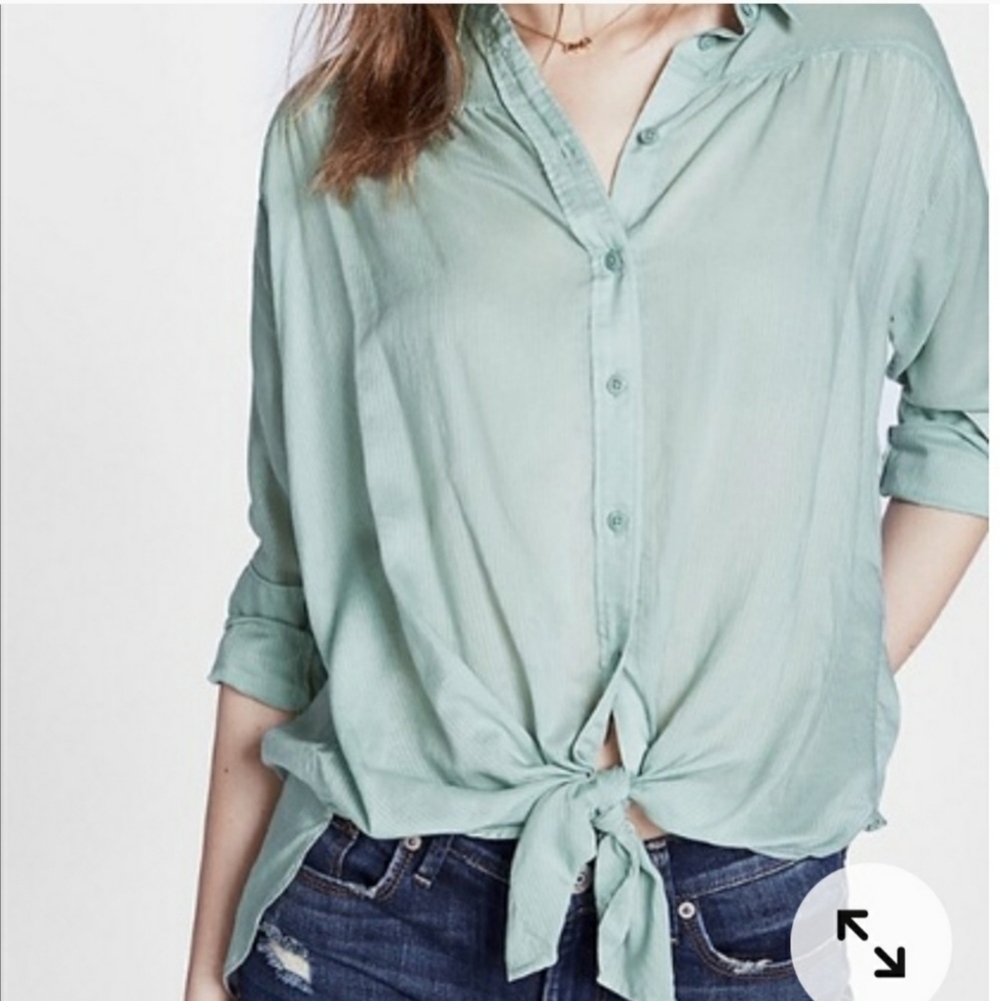 EXPRESS front tie lightweight button down top NWT… - image 3